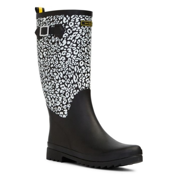 Vera Bradley Shoes - Vera Bradley Leopard Print “camocat” Tall Rain boots, Size 6 in Black and White